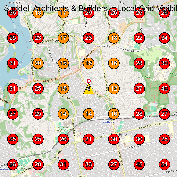 Suddell Architects & Builders GeoGrid visibility map for Kitchen Remodeler in None